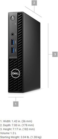 كمبيوتر مكتبي للأعمال Dell Optiplex 3000 MFF، الجيل الثاني عشر Intel Core i5-12500T، ذاكرة الوصول العشوائي 16 جيجابايت، 512 جيجابايت SSD، HDMI، RJ-45، لوحة مفاتيح وماوس سلكية، منفذ عرض، Wi-Fi 6، Windows 11 Pro، أسود (متجدد) in Saudi Arabia