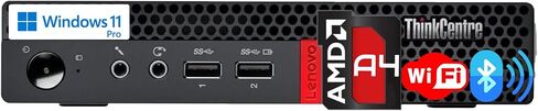 كمبيوتر مكتبي صغير Lenovo ThinkCentre، وحدة معالجة مركزية AMD، ذاكرة وصول عشوائي سعتها 16 جيجابايت، محرك أقراص SSD سعة 128 جيجابايت، دعم شاشة مزدوجة، Wi-Fi، بلوتوث، منافذ USB متعددة، منفذ إيثرنت، Windows 11 Pro، تصميم مضغوط، درجة رجال الأعمال، مناسب للمنز in Kuwait