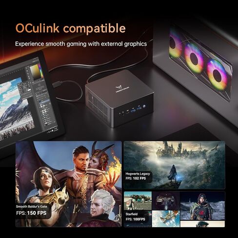 MINISFORUM UM890 Pro Mini PC AMD Ryzen 9 8945HS(8C/16T, up to 5.2GHz) 32GB DDR5 1TB SSD Mini Computers, 2xUSB4(PD 8K)/HDMI/DP Four Outputs, 2X LAN, 4xUSB3.2, OCuLink, Wi-Fi 6E, Radeon 780M (Renewed) in Saudi Arabia
