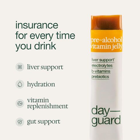 DAYGUARD Peach Jelly Sticks | Pre Drinking & Pre Alcohol Aid Routine | Better Morning, Liver Support, Regret Prevention | Highest DHM Among Popular Recovery Brands, Korean Pear, L-Cysteine | 22g x 10 in Saudi Arabia