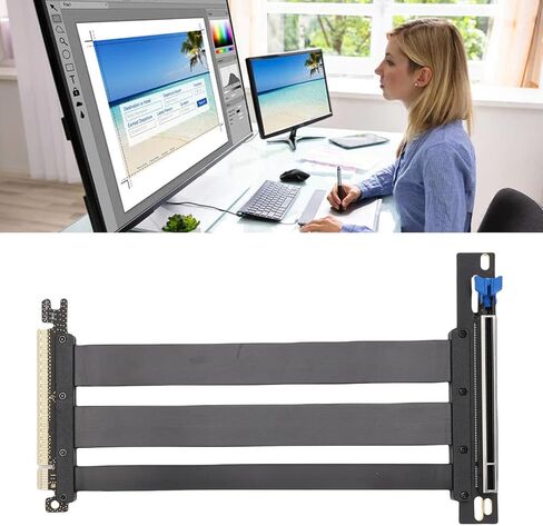 PCIe 5.0 Riser Cable, Gen 5 GPU Extension Cable with Anti EMI Technology, Compatible with RTX4090 RX7900XTX for PC Chassis AI Servers Gaming ITX Water Cooling Systems (20cm) in Kuwait
