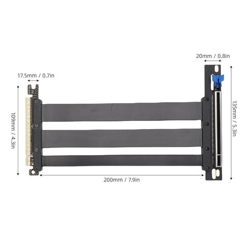 كابل PCIe 5.0 Riser، كابل تمديد GPU من الجيل 5 مع تقنية Anti EMI، متوافق مع RTX4090 RX7900XTX لهيكل الكمبيوتر الشخصي وخوادم AI وأنظمة تبريد المياه ITX للألعاب (20 سم) in Kuwait