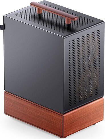 حافظة كمبيوتر JONSBO T7 باللون الأسود Micro ATX، هيكل من الألومنيوم، بمقبض متعدد الوظائف، حافظة كمبيوتر مكتبي بقشرة من الخشب الصلب، MB: MicroATX/ITX، وحدة معالجة الرسومات 280 مم، PSU ATX 220 مم، مكان على اليسار باللون الأسود in Saudi Arabia