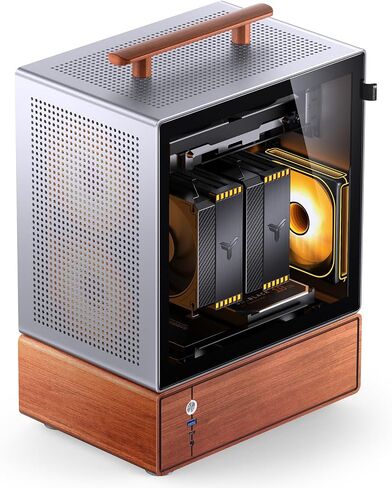 حافظة كمبيوتر JONSBO T7 باللون الأسود Micro ATX، هيكل من الألومنيوم، بمقبض متعدد الوظائف، حافظة كمبيوتر مكتبي بقشرة من الخشب الصلب، MB: MicroATX/ITX، وحدة معالجة الرسومات 280 مم، PSU ATX 220 مم، مكان على اليسار باللون الأسود in Saudi Arabia
