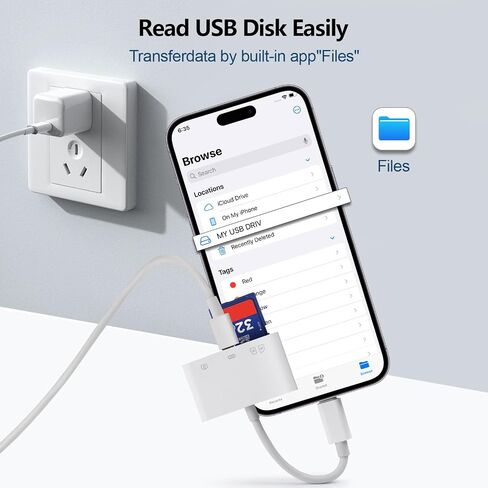 قارئ بطاقة SD لهاتف iPhone 15-17، قارئ بطاقة SD 4 في 1 USB C لهاتف iPhone مع 3 فتحات SD/TF/USB-A ومنفذ شحن، عارض بطاقة الكاميرا الرقمية لأجهزة الكمبيوتر المحمول MacBook والهواتف Android والتوصيل والتشغيل in Saudi Arabia