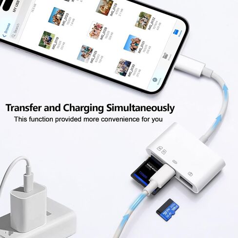 قارئ بطاقة SD لهاتف iPhone 15-17، قارئ بطاقة SD 4 في 1 USB C لهاتف iPhone مع 3 فتحات SD/TF/USB-A ومنفذ شحن، عارض بطاقة الكاميرا الرقمية لأجهزة الكمبيوتر المحمول MacBook والهواتف Android والتوصيل والتشغيل in Saudi Arabia