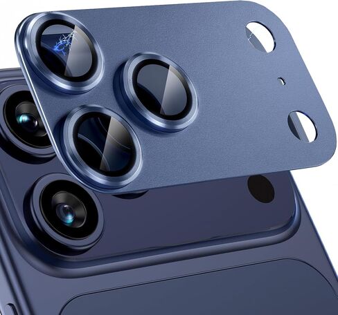 Compatible for iPhone 17 Pro Max Camera Lens Protector, [Military Grade Shatterproof] [Strong Adhesion] Metal Tempered Glass Cover Camera Screen Protector Accessories (Deep Blue) in Saudi Arabia