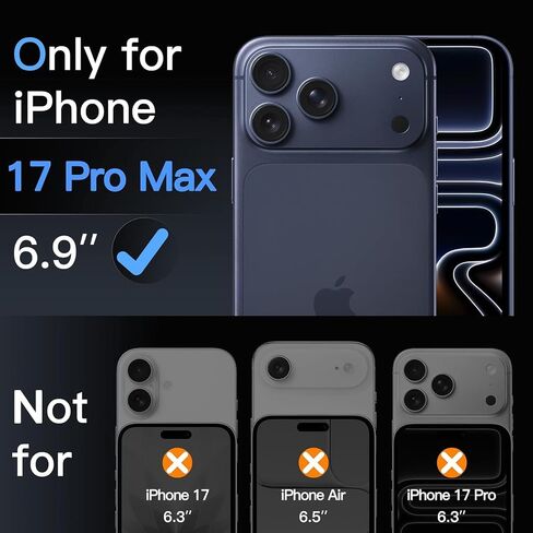 Compatible for iPhone 17 Pro Max Camera Lens Protector, [Military Grade Shatterproof] [Strong Adhesion] Metal Tempered Glass Cover Camera Screen Protector Accessories (Deep Blue) in Saudi Arabia
