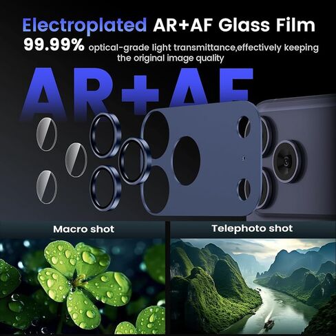 Compatible for iPhone 17 Pro Max Camera Lens Protector, [Military Grade Shatterproof] [Strong Adhesion] Metal Tempered Glass Cover Camera Screen Protector Accessories (Deep Blue) in Saudi Arabia