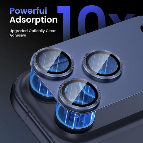 Compatible for iPhone 17 Pro Max Camera Lens Protector, [Military Grade Shatterproof] [Strong Adhesion] Metal Tempered Glass Cover Camera Screen Protector Accessories (Deep Blue) in Saudi Arabia