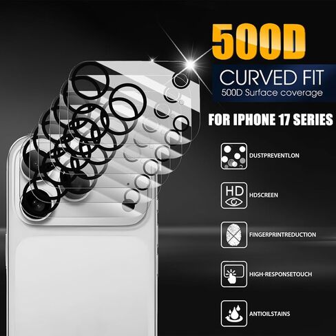 واقي كاميرا زجاجي لهاتف iPhone 17 Pro Max 17Air عدسة خلفية واقية مقسى لهاتف iPhone 17 16 15 14 13 Pro Max Plus (لهاتف iPhone17 Pro) in Saudi Arabia
