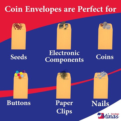 Minas Envelope #7 Coin/ Cash/ Small Parts Envelope, 3-1/2" X 6-1/2", Premium 24lb. Kraft, 500/Box in Saudi Arabia