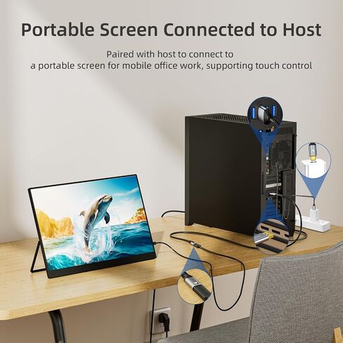 كابل DisplayPort إلى USB-C، DP إلى Type-c أنثى مع مصدر طاقة مناسب للشاشات المحمولة ونظارات AR، متوافق مع أجهزة العرض من النوع C Xreal وRokid وRayNeo in Kuwait