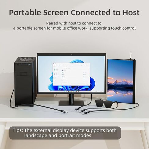 كابل DisplayPort إلى USB-C، DP إلى Type-c أنثى مع مصدر طاقة مناسب للشاشات المحمولة ونظارات AR، متوافق مع أجهزة العرض من النوع C Xreal وRokid وRayNeo in Kuwait