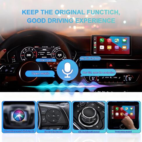 Wireless Carplay Adapter for iPhone, One Click Multi Devices/Users Switching Seamless Connection, 2025 Upgraded Car Bluetooth Adapter Built-in Wired Car Play/Android Auto to Wireless in Saudi Arabia