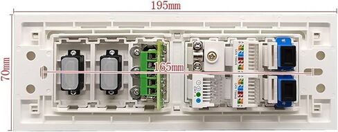 Wall Plate with 2xHDMI Audio and Video Plugs, RJ11 Telephone Analog ATV, Dual CAT6 RJ45 LAN SC-SC UPC Fiber Optic sockets, White Panel in Saudi Arabia