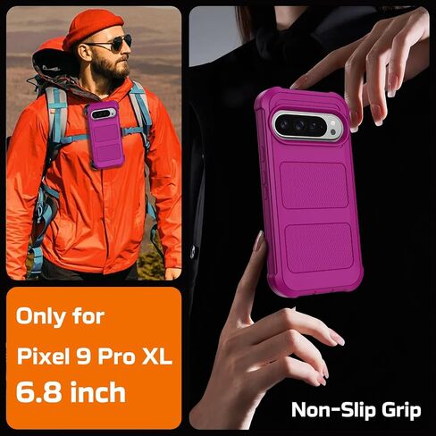 حافظة Google Pixel 9 Pro XL مع حافظة بمشبك حزام ومسند | تم اختبار السقوط من الدرجة العسكرية ضد الصدمات | غطاء متين عالي التحمل | 2X واقيات الشاشة | حقيبة حماية ممتصة للصدمات من Defender (أسود) in Kuwait