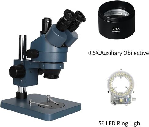 Microscope Simul-Focal Trinocular Stereo Microscope 56Led Light Auxiliary Objective Lens Soldering Industry Microscope Easy to Use (Set 1) in Saudi Arabia