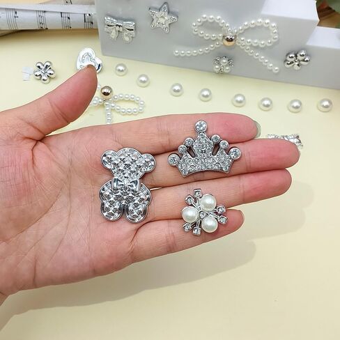 24pcs سحر أحذية بيرل بيرل القوس للنساء الصنادل السد ، الدب ، زهرة ، إكسسوارات لؤلؤة ، سحر ديكور أحذية DIY للفتيات in Saudi Arabia