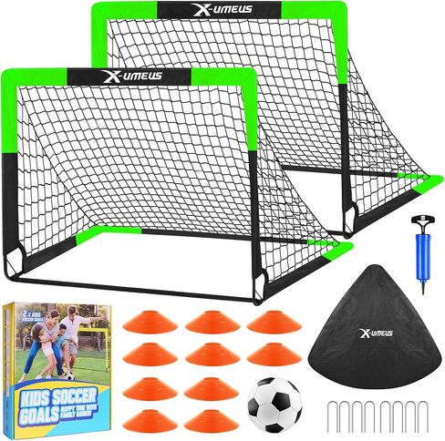 Kids Soccer Goals for Backyard Set of 2, 6x4 ft Portable Pop Up Soccer Goal Training Equipment with Soccer Ball, Ladder and Cones, Soccer Nets for Backyard for Kids Youth Toddler Outdoor Sports Games in Saudi Arabia