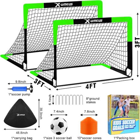 Kids Soccer Goals for Backyard Set of 2, 6x4 ft Portable Pop Up Soccer Goal Training Equipment with Soccer Ball, Ladder and Cones, Soccer Nets for Backyard for Kids Youth Toddler Outdoor Sports Games in Saudi Arabia
