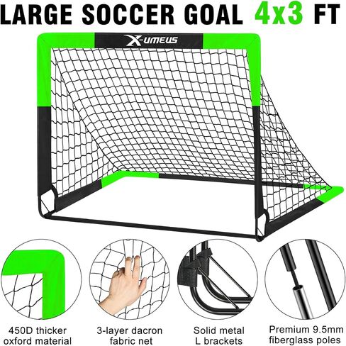 Kids Soccer Goals for Backyard Set of 2, 6x4 ft Portable Pop Up Soccer Goal Training Equipment with Soccer Ball, Ladder and Cones, Soccer Nets for Backyard for Kids Youth Toddler Outdoor Sports Games in Saudi Arabia