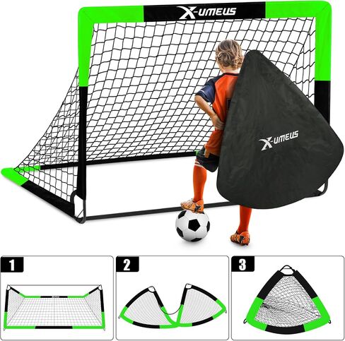 Kids Soccer Goals for Backyard Set of 2, 6x4 ft Portable Pop Up Soccer Goal Training Equipment with Soccer Ball, Ladder and Cones, Soccer Nets for Backyard for Kids Youth Toddler Outdoor Sports Games in Saudi Arabia