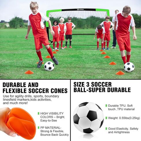 Kids Soccer Goals for Backyard Set of 2, 6x4 ft Portable Pop Up Soccer Goal Training Equipment with Soccer Ball, Ladder and Cones, Soccer Nets for Backyard for Kids Youth Toddler Outdoor Sports Games in Saudi Arabia
