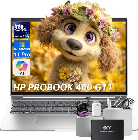 كمبيوتر محمول HP ProBook 460 G11 للأعمال، Intel Core Ultra 5 125U (Beats i7-1355U)، شاشة 16 بوصة FHD، ذاكرة الوصول العشوائي DDR5 سعة 32 جيجابايت، 1 تيرابايت SSD، Win 11 Pro، Al Copilot، Wi-Fi 6E، BT، RJ-45، Wolf Security، G255 Pro Kit in Kuwait