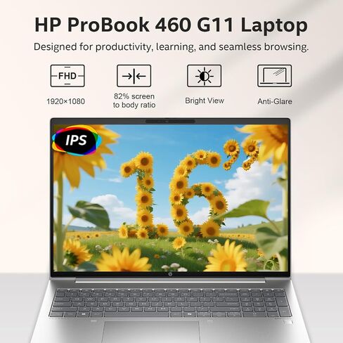كمبيوتر محمول HP ProBook 460 G11 للأعمال، Intel Core Ultra 5 125U (Beats i7-1355U)، شاشة 16 بوصة FHD، ذاكرة الوصول العشوائي DDR5 سعة 32 جيجابايت، 1 تيرابايت SSD، Win 11 Pro، Al Copilot، Wi-Fi 6E، BT، RJ-45، Wolf Security، G255 Pro Kit in Kuwait