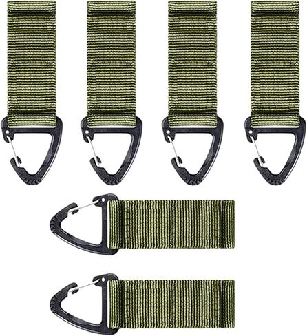 Tactical Key Ring Chain, D-Ring Snap Clip Carabiner, Multifunction Keychain Webbing Belt Holder 6PCS, Gear Hook for Hiking Camping Outdoor Sports Backpack Accessories Green in Saudi Arabia