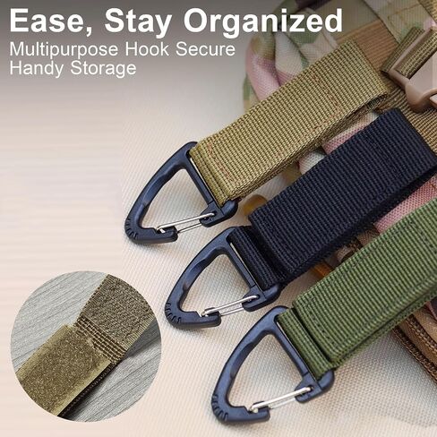Tactical Key Ring Chain, D-Ring Snap Clip Carabiner, Multifunction Keychain Webbing Belt Holder 6PCS, Gear Hook for Hiking Camping Outdoor Sports Backpack Accessories Green in Saudi Arabia