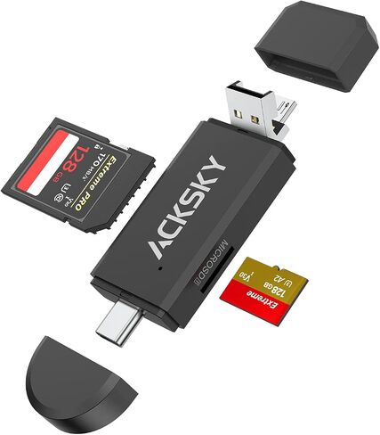 قارئ بطاقة SD 3 في 1 من النوع C/USB-A/Micro USB، قارئ بطاقة ذاكرة بفتحة مزدوجة لأجهزة MacBook/PC/Android/الهاتف/الكاميرا/الكمبيوتر المحمول/Galaxy/Chromebook، محول بطاقة Micro SD يدعم SD/SDHC/SDXC/MMC in Saudi Arabia