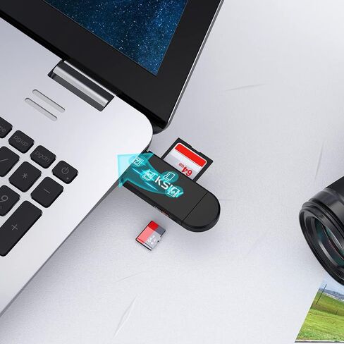 قارئ بطاقة SD 3 في 1 من النوع C/USB-A/Micro USB، قارئ بطاقة ذاكرة بفتحة مزدوجة لأجهزة MacBook/PC/Android/الهاتف/الكاميرا/الكمبيوتر المحمول/Galaxy/Chromebook، محول بطاقة Micro SD يدعم SD/SDHC/SDXC/MMC in Saudi Arabia