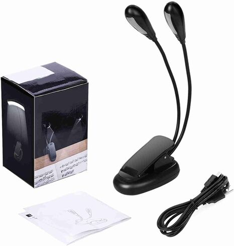 Eujgoov 14 LED USB قابلة للشحن ضوء القراءة ذراع مزدوج 14 تركيب المصابيح مع 9 أوضاع يعتم مصباح القراءة مشبك مرن in Saudi Arabia