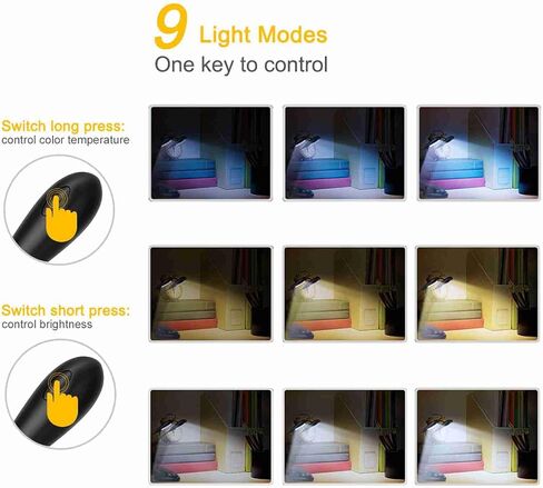 Eujgoov 14 LED USB قابلة للشحن ضوء القراءة ذراع مزدوج 14 تركيب المصابيح مع 9 أوضاع يعتم مصباح القراءة مشبك مرن in Saudi Arabia