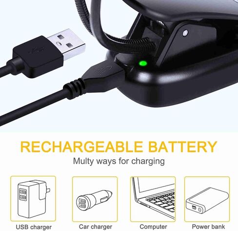 Eujgoov 14 LED USB قابلة للشحن ضوء القراءة ذراع مزدوج 14 تركيب المصابيح مع 9 أوضاع يعتم مصباح القراءة مشبك مرن in Saudi Arabia