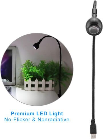 Greensen LED Mini USB Lamp, Metal PBT Flexible Neck Adjustable USB Light 5V for Reading and Studying (White Lighting) in Saudi Arabia
