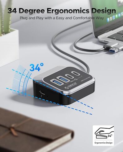 ORICO USB Hub 10Gbps with 2 USB A Ports+2 USB C Ports, USB 3.2 Gen 2 Hub with 1.64Ft USB-C Cable and USB-A Adapter USB Splitter for iMac, MacBooks, Mac mini in Saudi Arabia