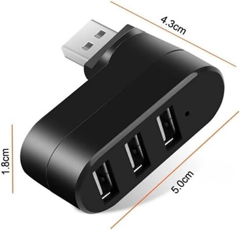 Mini USB 2.0 3-Port Hub for Laptop and PC – Compact Rotating Splitter Adapter in Saudi Arabia