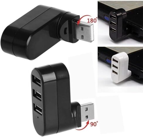 Mini USB 2.0 3-Port Hub for Laptop and PC – Compact Rotating Splitter Adapter in Saudi Arabia