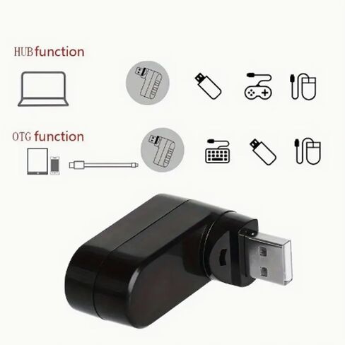 Mini USB 2.0 3-Port Hub for Laptop and PC – Compact Rotating Splitter Adapter in Saudi Arabia