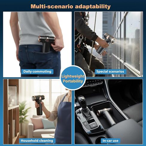 4-in-1 Mini Air Duster, Electric Dust Cleaner Pocket Size, Rechargeable Cordless Aluminum Dust Blower for Computer Keyboard Air Bed Car Emergency in Saudi Arabia