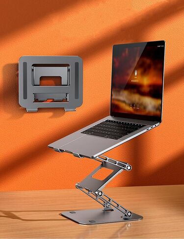Adjustable Laptop Stand with 360°,3-Tier Ergonimic Foldable Sitting/Standing Laptop Riser for Desk Compatible Rotating Base in Saudi Arabia