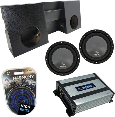 Harmony Audio Bundle Compatible with 2005-2015 Toyota Tacoma HA-R104 Dual 10" Loaded Sub Box Enclosure Rhino Coated with HA-A400.1 Amplifier and HA-AK4 4 Gauge Amp Install Kit in Saudi Arabia