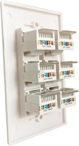 6 Port CAT6 RJ45 Panel, LAN Connector Wall Socket(Crimps Wire CAT6) in Saudi Arabia