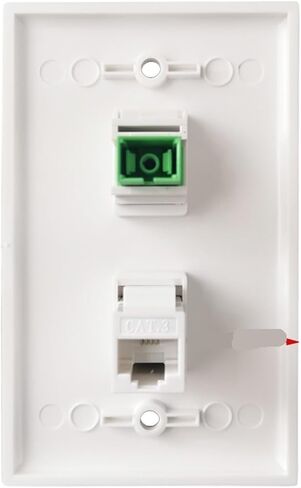 Wall Plate SC Fiber Optic CAT3 RJ11 Phone Female Connector White Panel(Pass Through) in Saudi Arabia