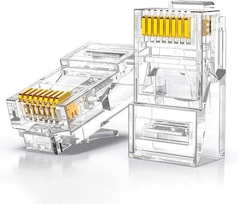 موصل RJ45 CAT5E مباشرة عبر كابل إيثرنت 30μ قابس وحدات مطلي بالذهب بنهاية كريستالية (10 قطع) in Saudi Arabia