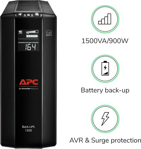 APC 1500VA UPS Battery Backup Surge Protector, Rack Mount PDU with 14 Outlets, 0U Vertical Mount for Home or Business in Saudi Arabia