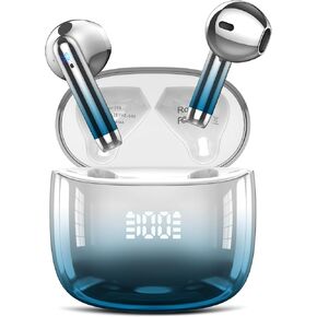 سماعات أذن لاسلكية، سماعات أذن بلوتوث 48 ساعة وقت اللعب مع شاشة عرض طاقة LED، سماعات أذن بلوتوث 5.4 مقاومة للماء IPX7 مع 4 ميكروفونات لأجهزة الكمبيوتر المحمول التي تعمل بنظام Android iOS، أرجواني in Kuwait